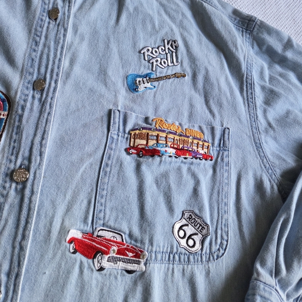 Vintage Tia Designs Denim 1950's Rock And Roll Theme - Picture 3 of 8